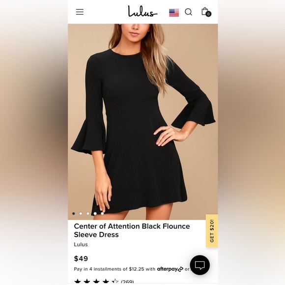Lulus Center of Attention Black Flounce
Sleeve Dress Black size M (NWT) - Picture 1 of 4